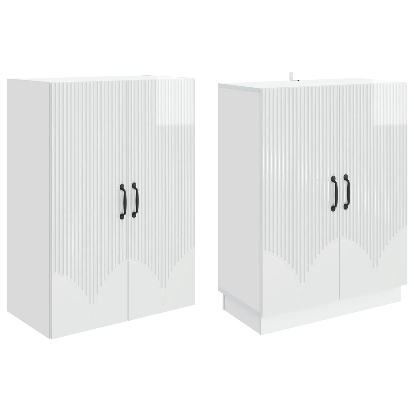 Skapsett 2 pcs Høgglans hvit Konstruert tre