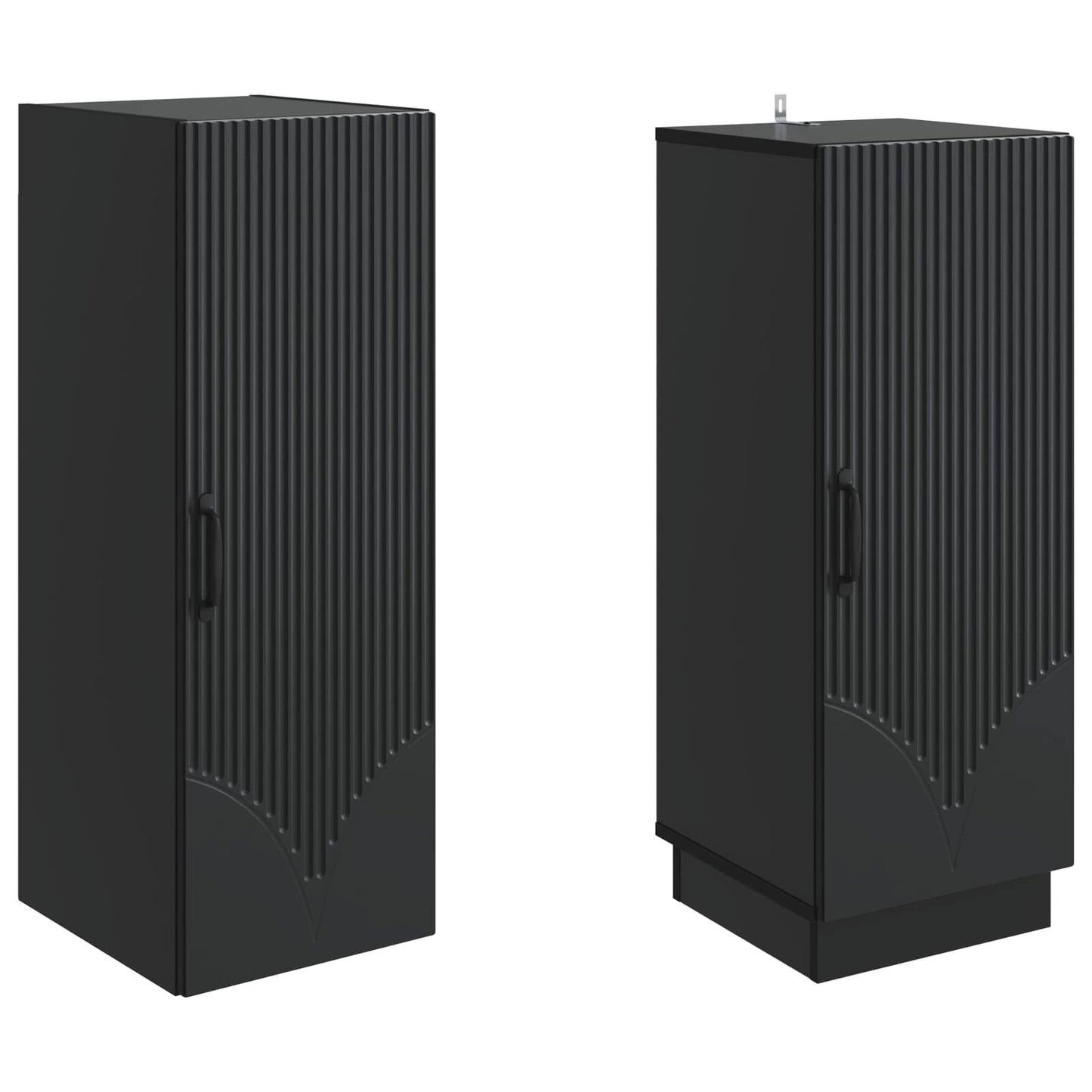Skapsett 2 pcs Svart Konstruert tre
