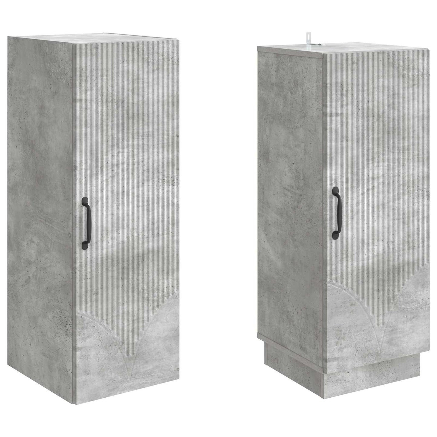 Skapsett 2 pcs Betonggrå Konstruert tre