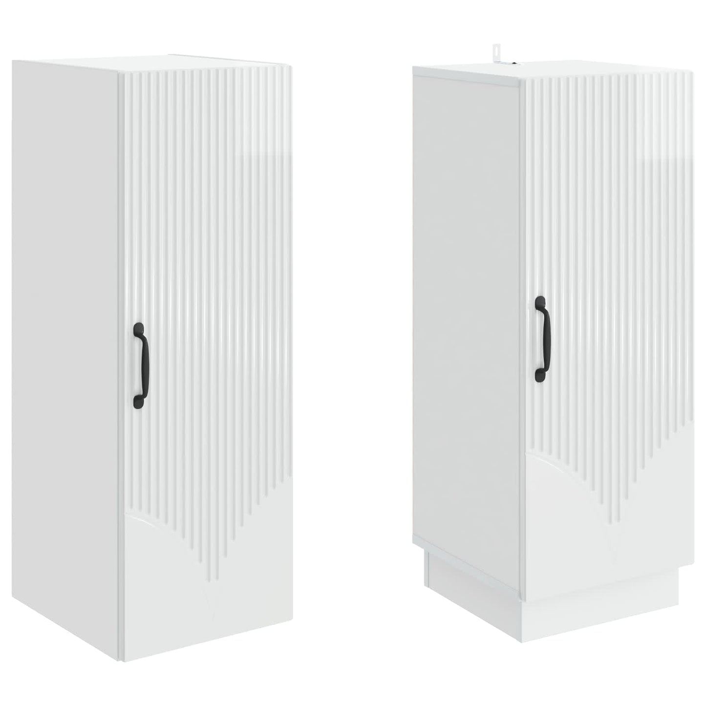 Skapsett 2 pcs Høgglans hvit Konstruert tre