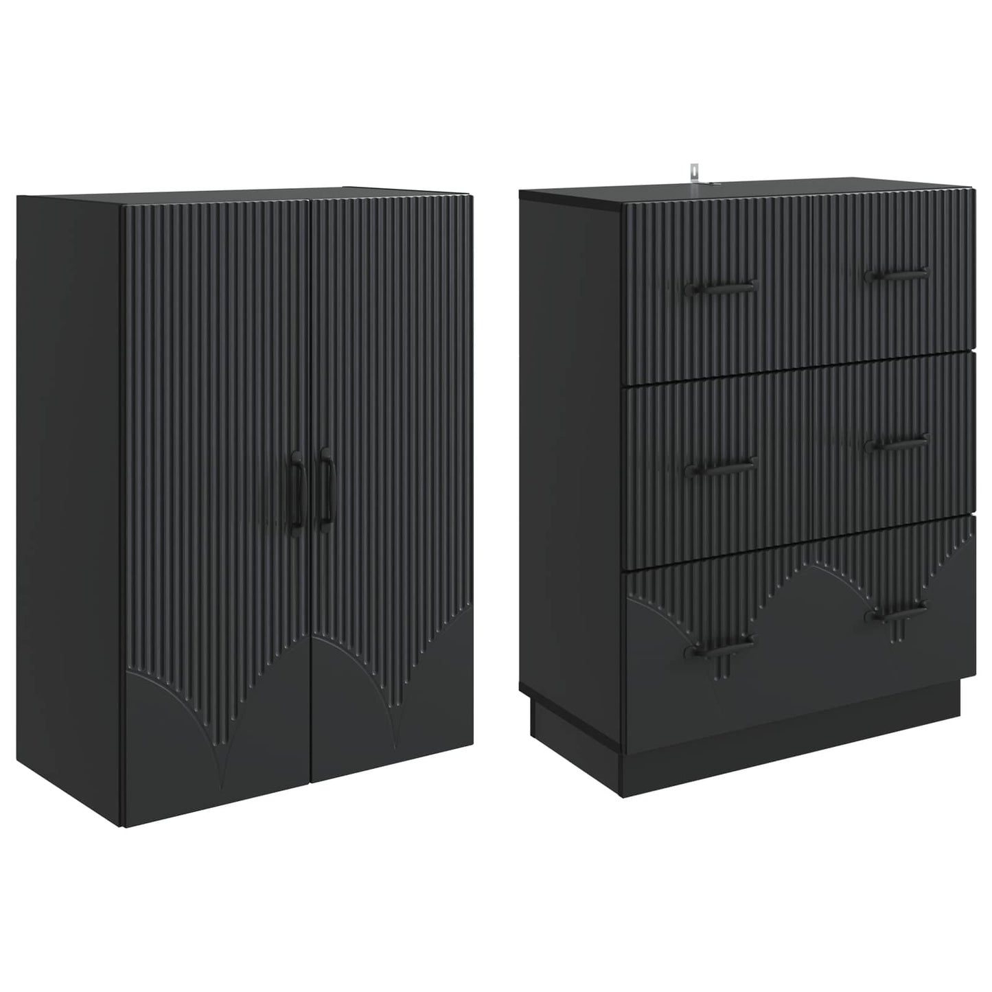 Skapsett 2 pcs Svart 66 x 34,5 x 87 cm Konstruert tre