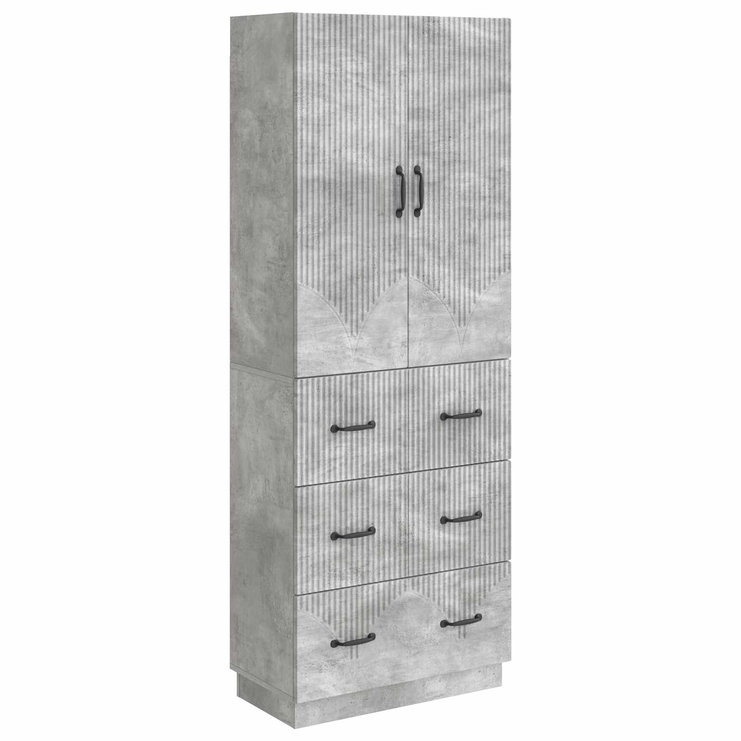 Skapsett 2 pcs Betonggrå 66 x 34,5 x 87 cm Konstruert tre