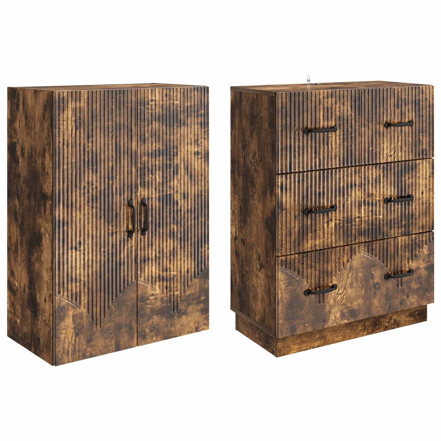 Skapsett 2 pcs Røkt Eik 66 x 34,5 x 87 cm Konstruert tre