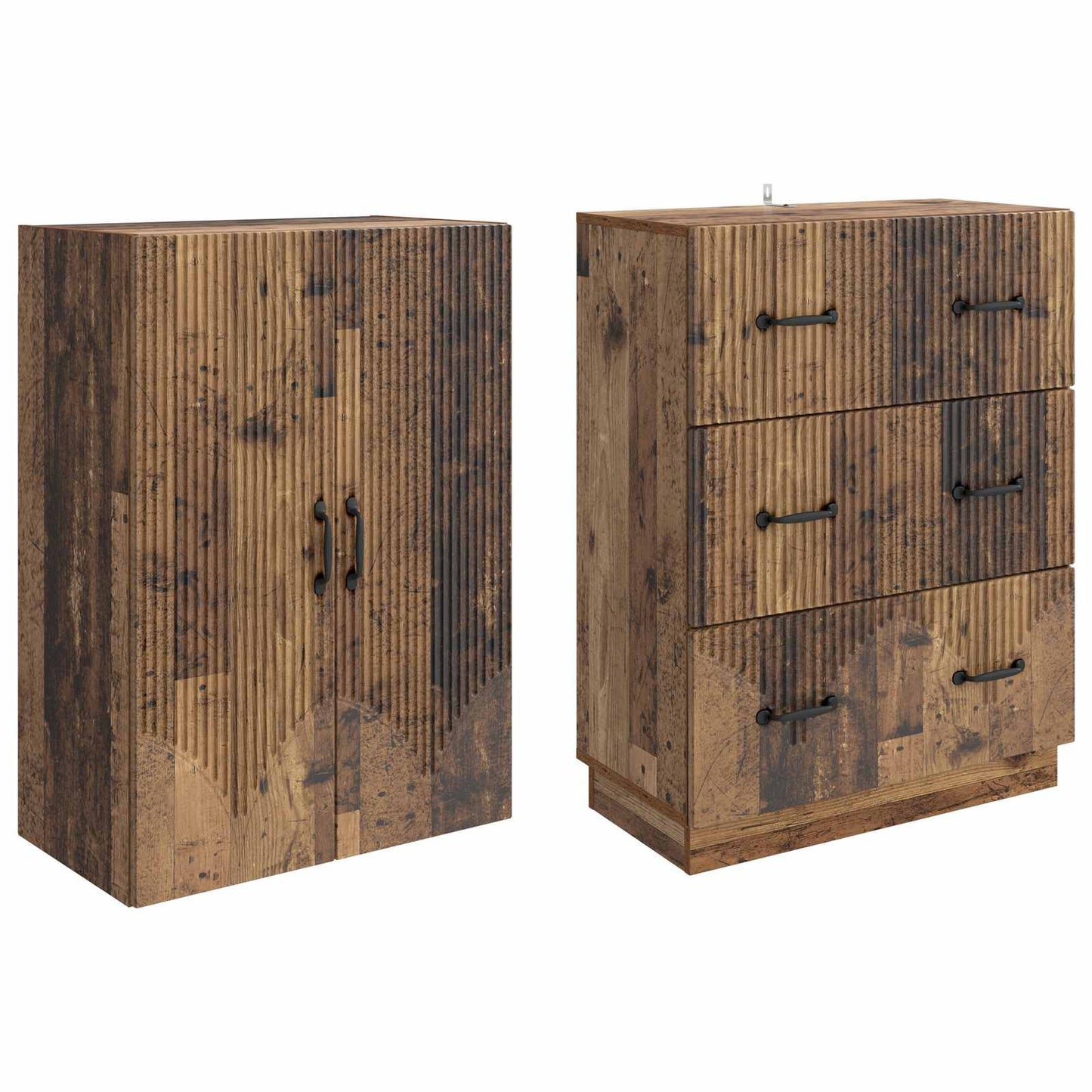 Skapsett 2 pcs Gammelt tre 66 x 34,5 x 87 cm Konstruert tre