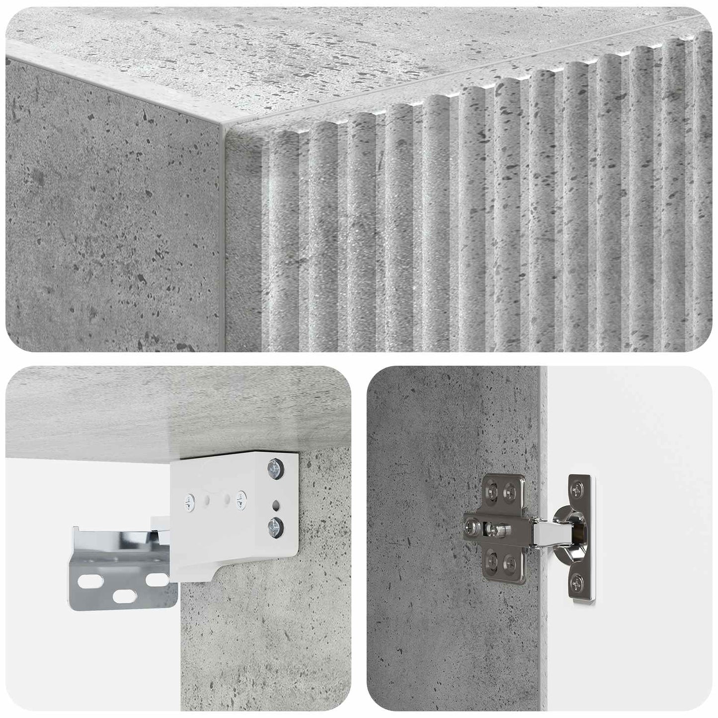 Skapsett 2 pcs Betonggrå 33 x 34,5 x 87 cm Konstruert tre