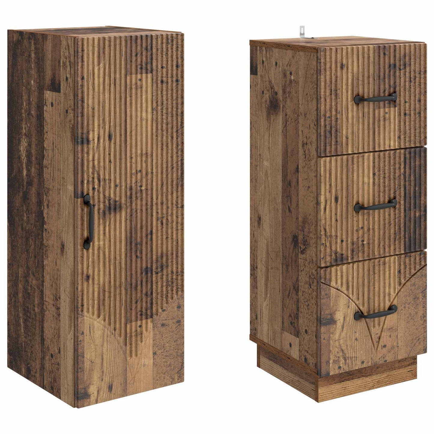 Skapsett 2 pcs Gammelt tre 33 x 34,5 x 87 cm Konstruert tre