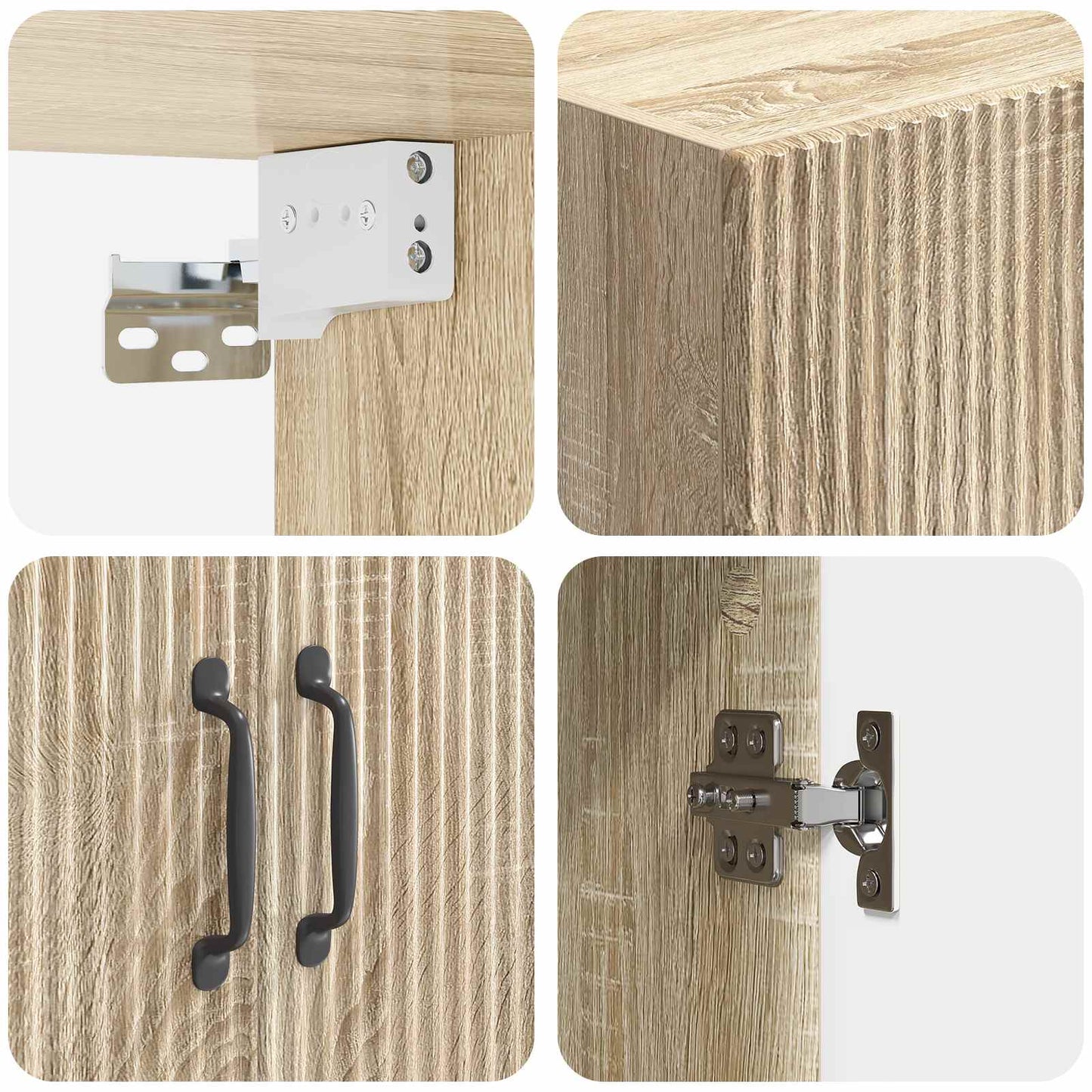Skapsett 2 pcs Sonoma eik Konstruert tre