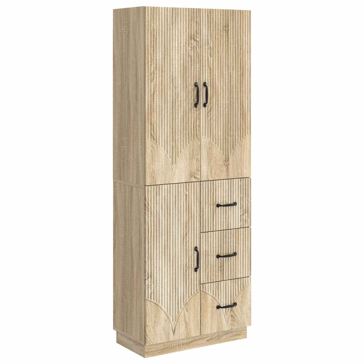 Skapsett 2 pcs Sonoma eik Konstruert tre