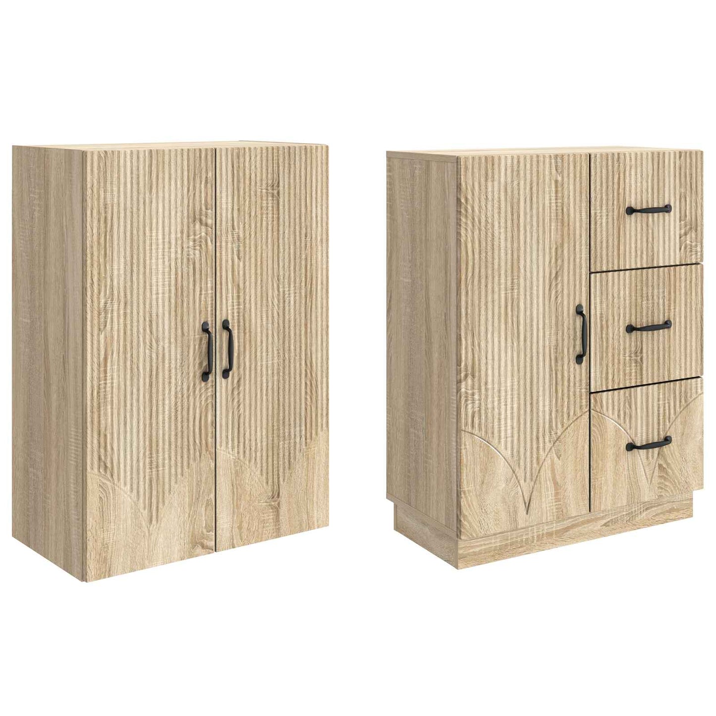 Skapsett 2 pcs Sonoma eik Konstruert tre