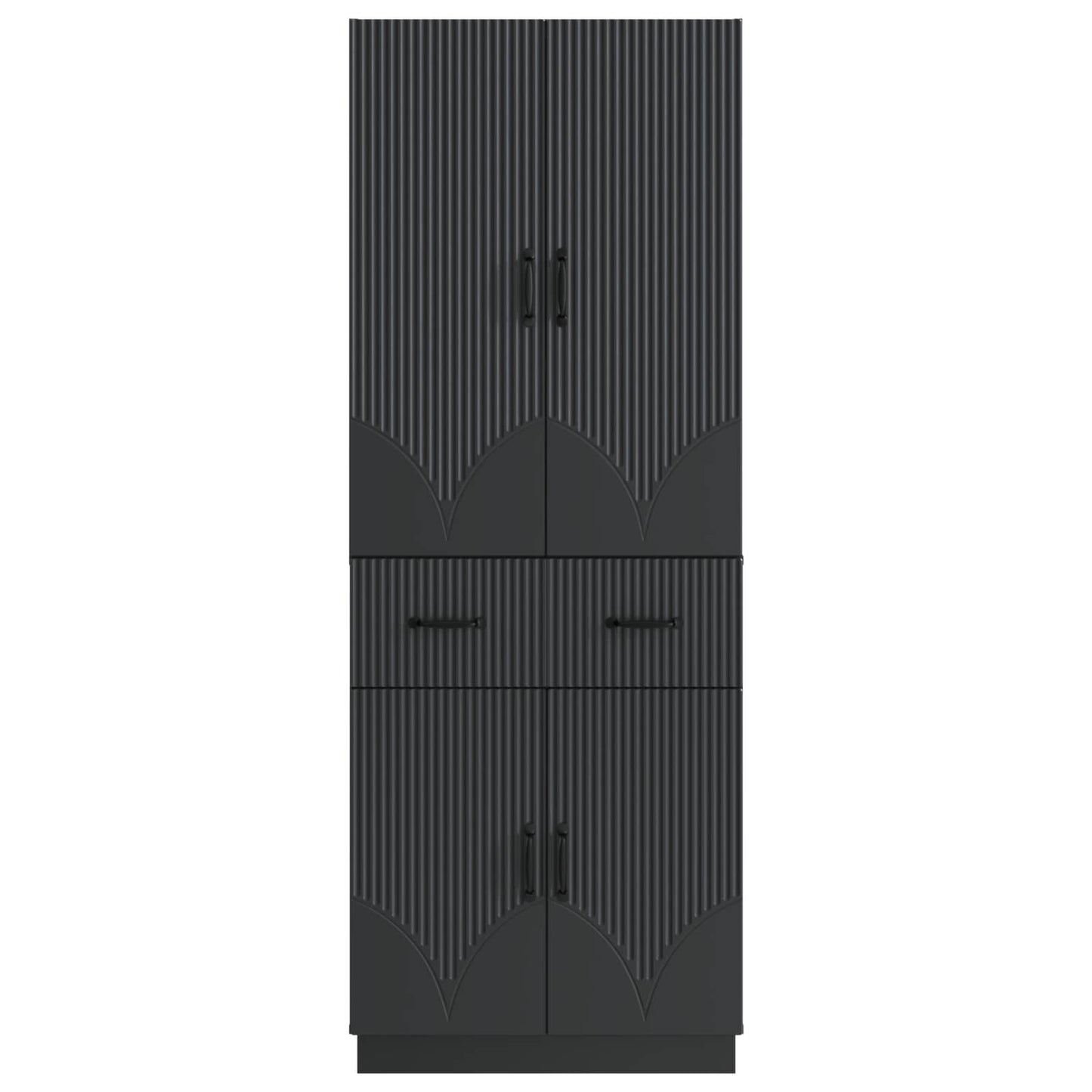 Skapsett 2 pcs Svart Konstruert tre