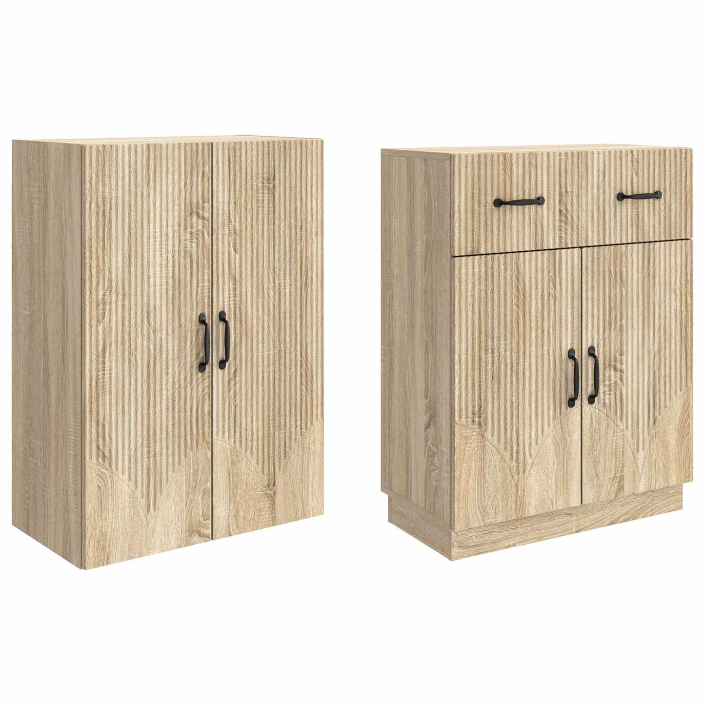 Skapsett 2 pcs Sonoma eik Konstruert tre