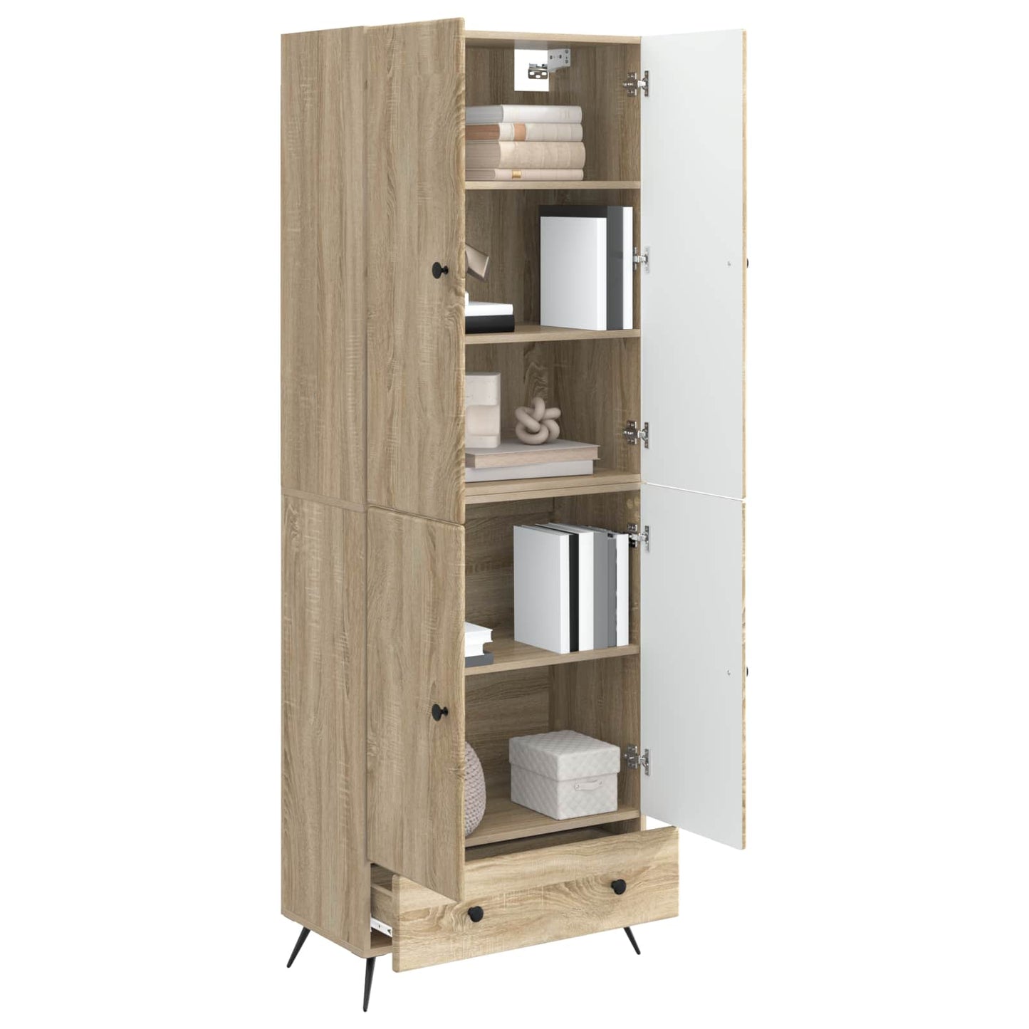 Skapsett 2 pcs Sonoma eik Konstruert tre