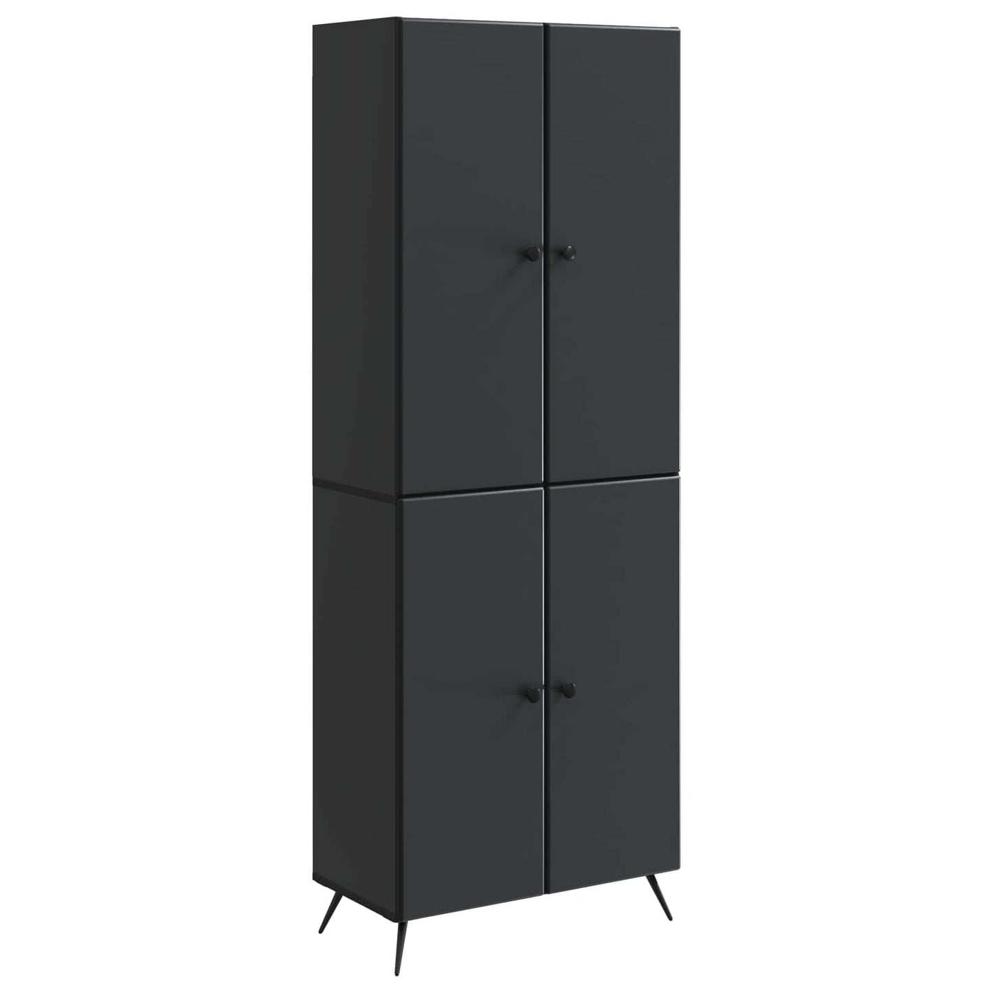 Skapsett 2 pcs Svart Konstruert tre