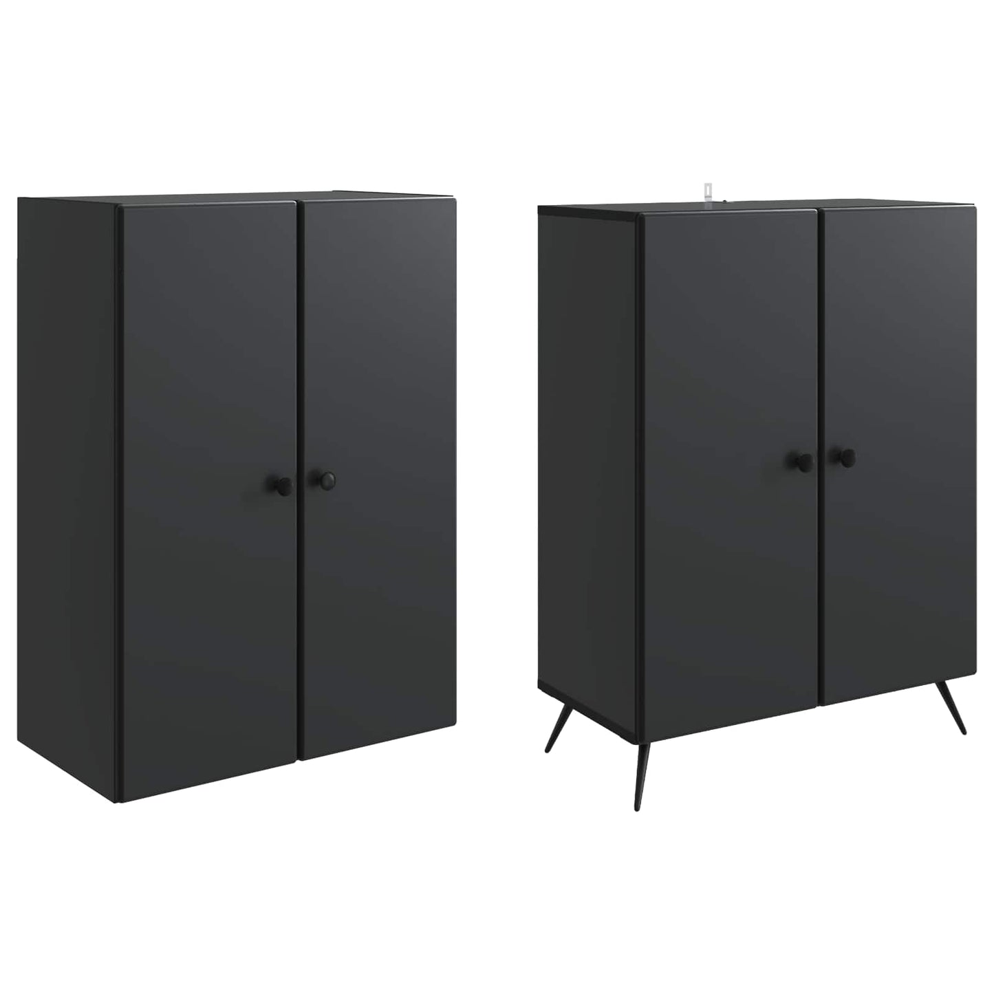 Skapsett 2 pcs Svart Konstruert tre