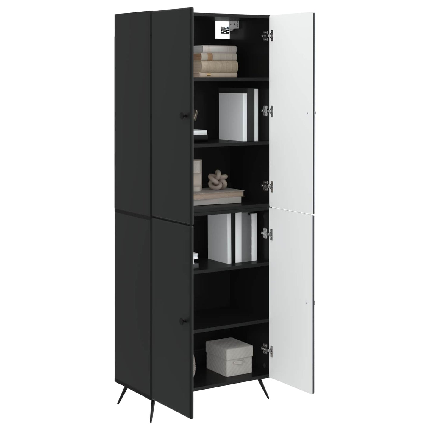 Skapsett 2 pcs Svart Konstruert tre
