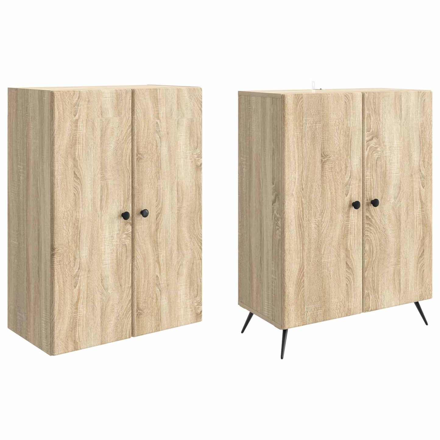 Skapsett 2 pcs Sonoma eik Konstruert tre