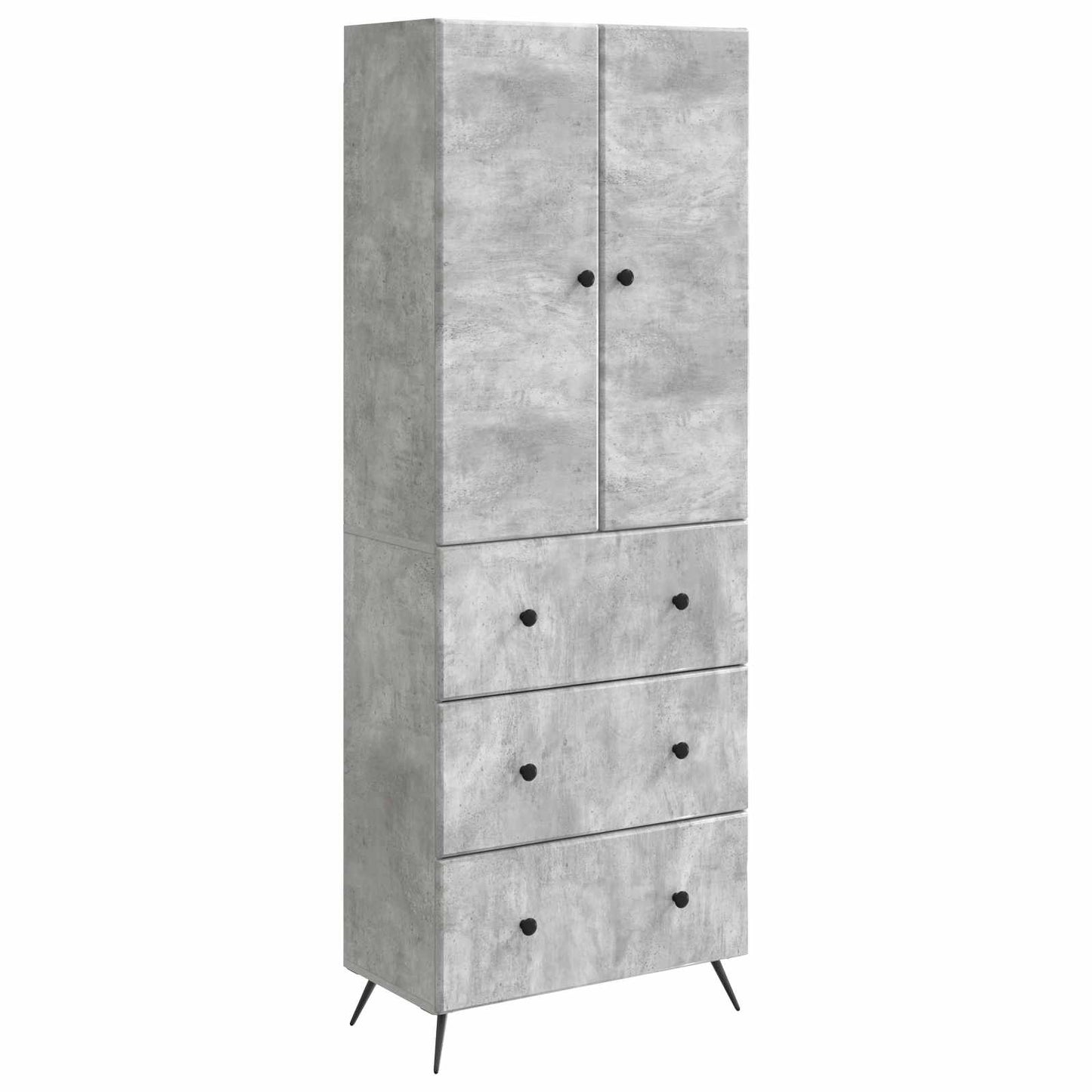 Skapsett 2 pcs Betonggrå 66 x 34,5 x 90 cm Konstruert tre