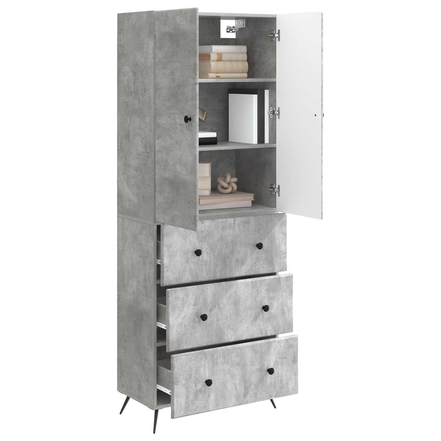 Skapsett 2 pcs Betonggrå 66 x 34,5 x 90 cm Konstruert tre