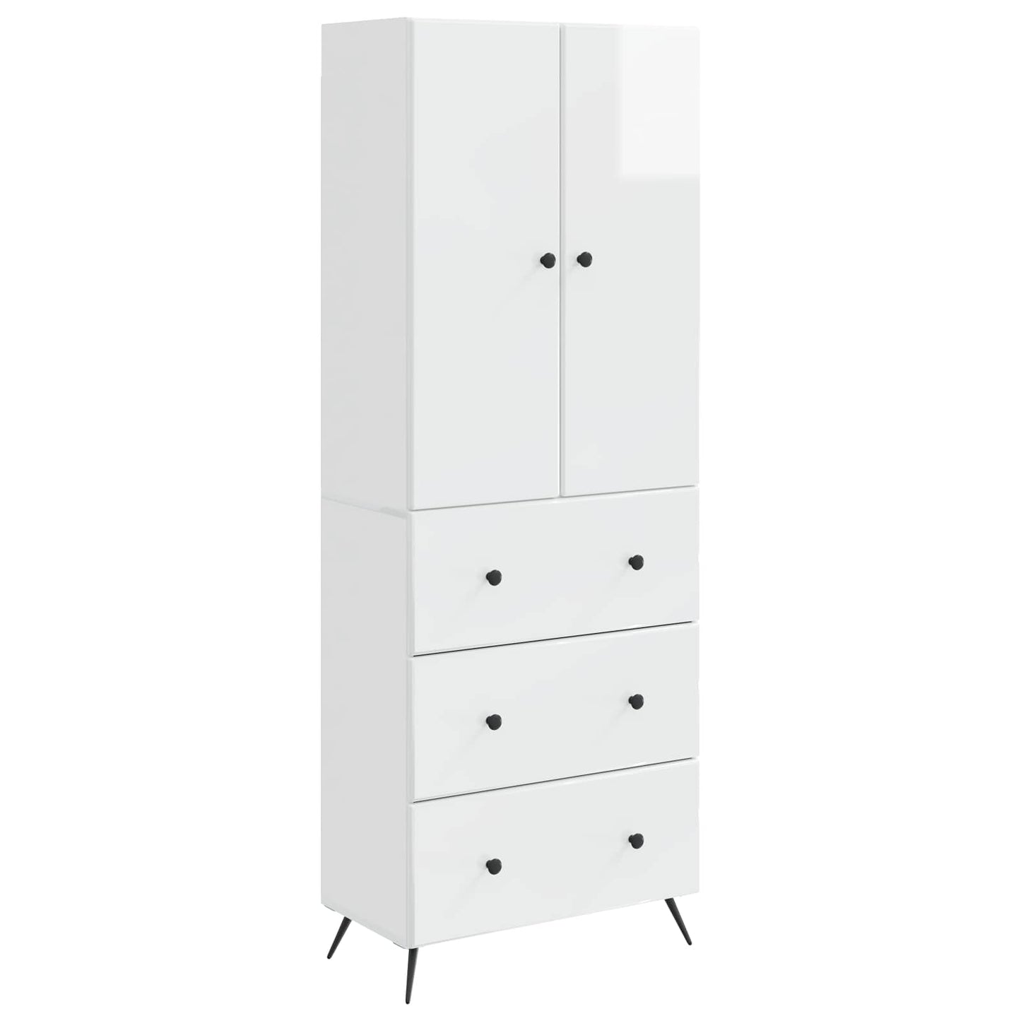 Skapsett 2 pcs Høgglans hvit 66 x 34,5 x 90 cm Konstruert tre
