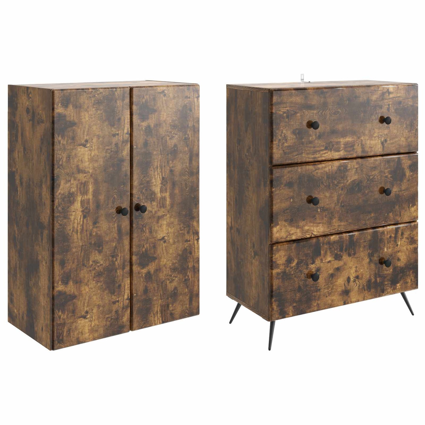 Skapsett 2 pcs Røkt Eik 66 x 34,5 x 90 cm Konstruert tre