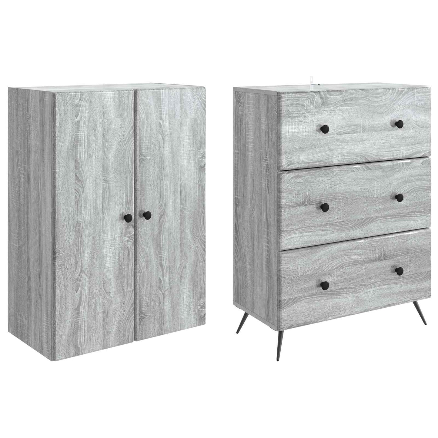 Skapsett 2 pcs Grå Sonoma 66 x 34,5 x 90 cm Konstruert tre