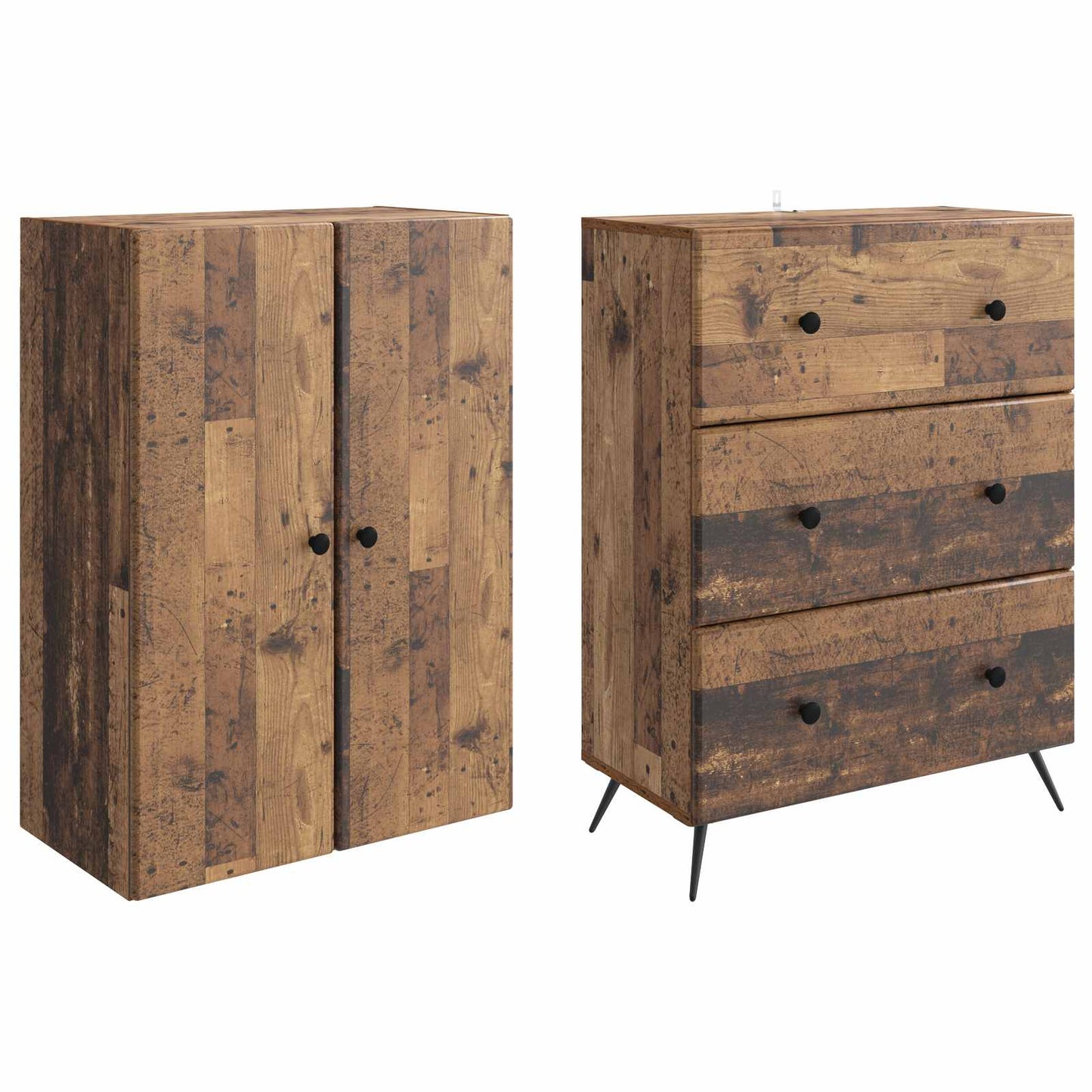 Skapsett 2 pcs Gammelt tre 66 x 34,5 x 90 cm Konstruert tre