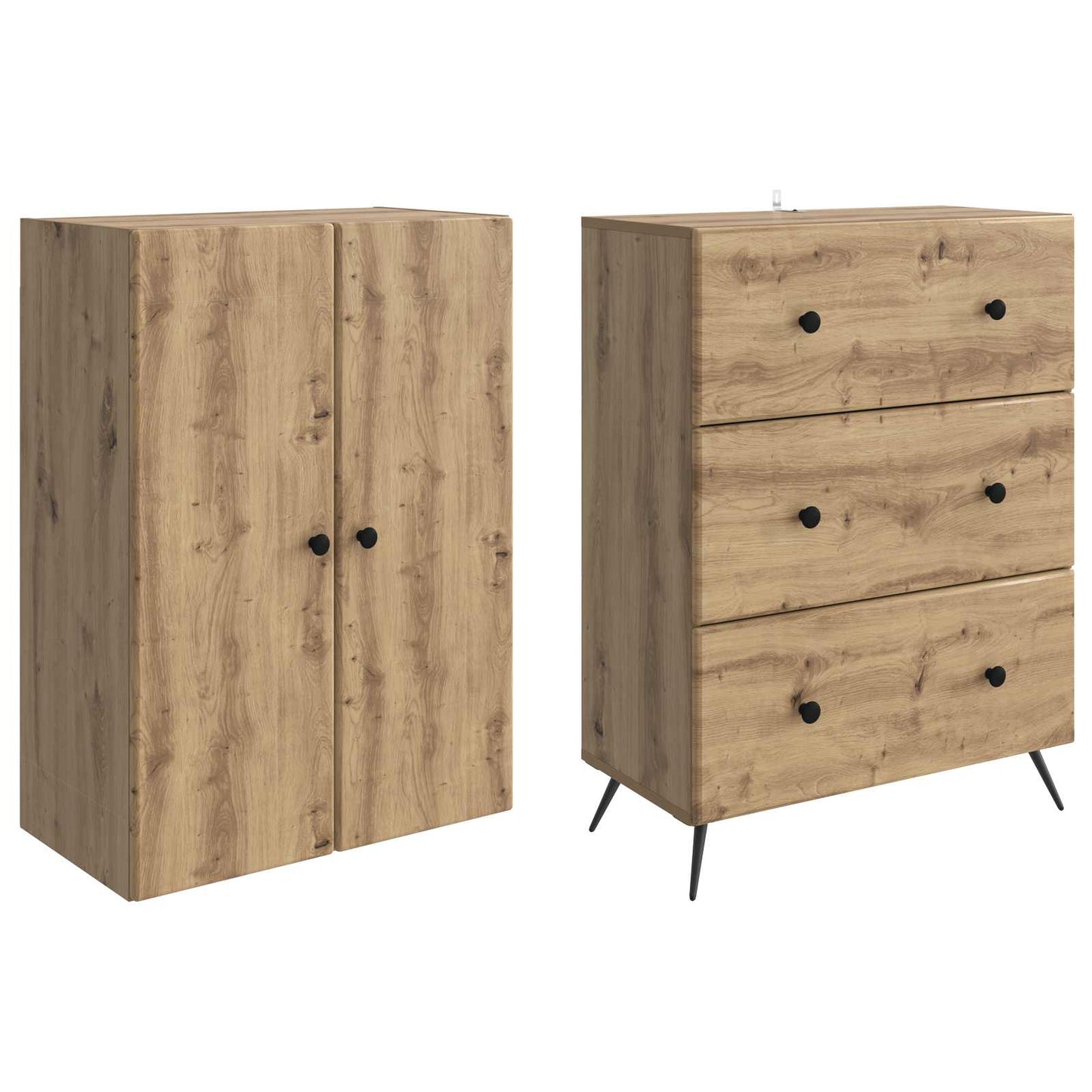 Skapsett 2 stk. 66 x 34,5 x 90 cm Konstruert tre Artisan eik