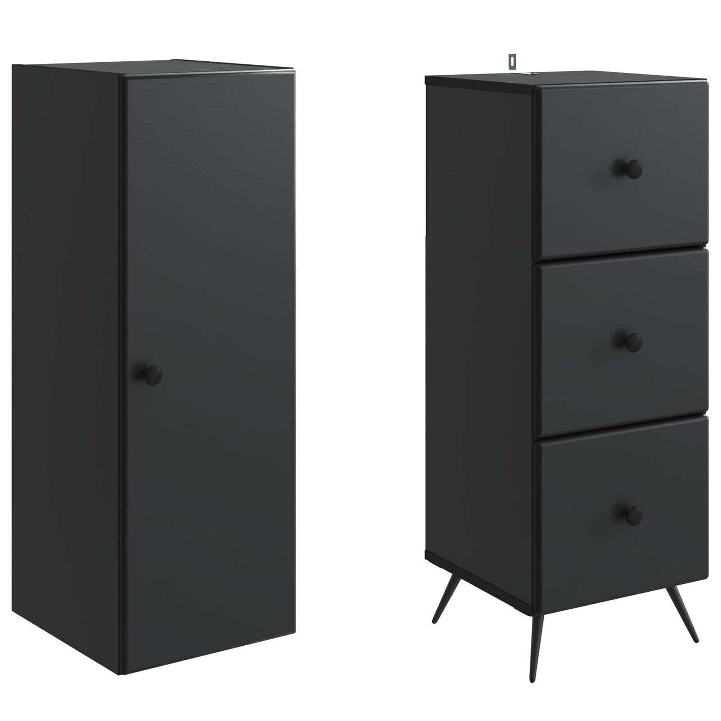 Skapsett 2 pcs Svart 34,5 x 34,5 x 90 cm Konstruert tre