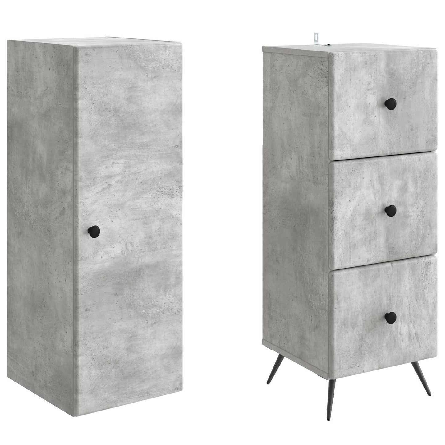 Skapsett 2 pcs Betonggrå 34,5 x 34,5 x 90 cm Konstruert tre