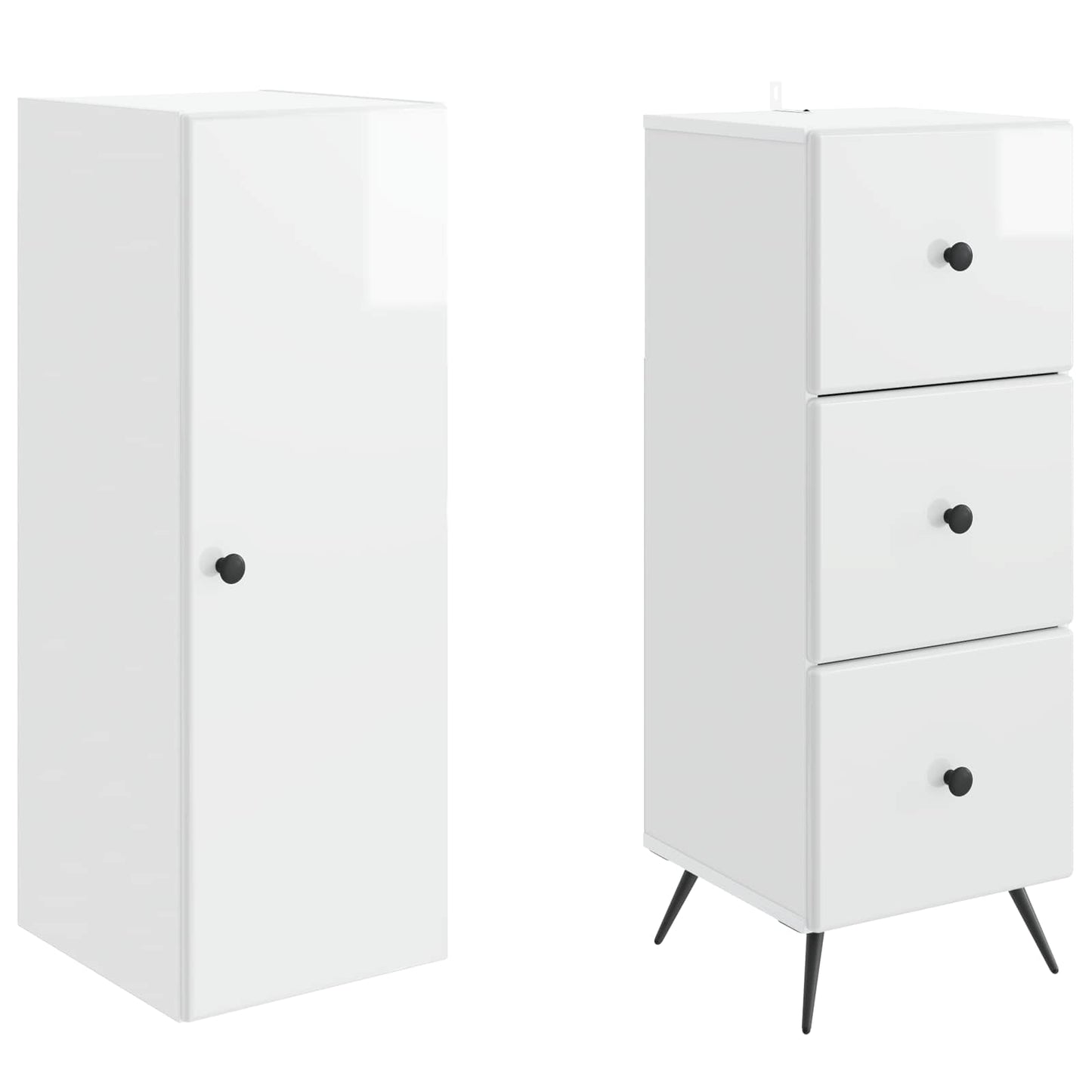 Skapsett 2 pcs Høgglans hvit 34,5 x 34,5 x 90 cm Konstruert tre