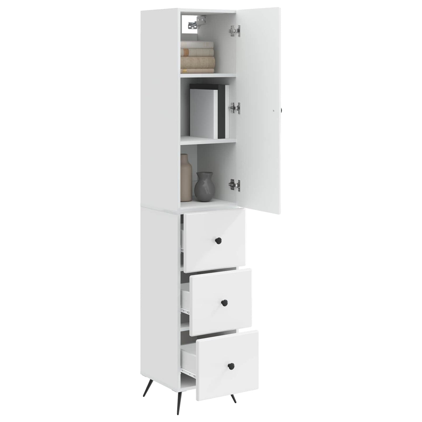Skapsett 2 pcs Høgglans hvit 34,5 x 34,5 x 90 cm Konstruert tre