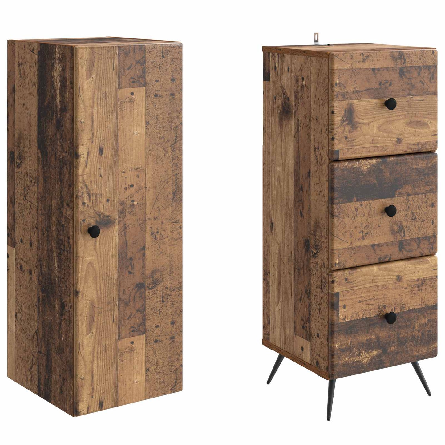 Skapsett 2 pcs Gammelt tre 34,5 x 34,5 x 90 cm Konstruert tre