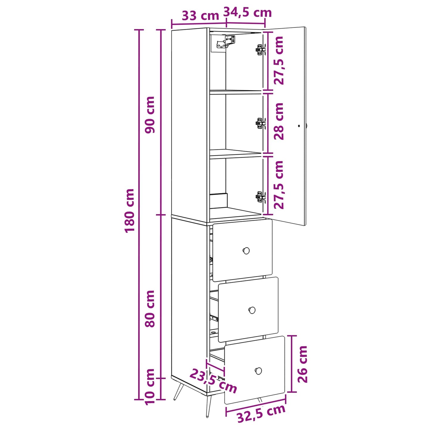 Skapsett 2 pcs Gammelt tre 34,5 x 34,5 x 90 cm Konstruert tre