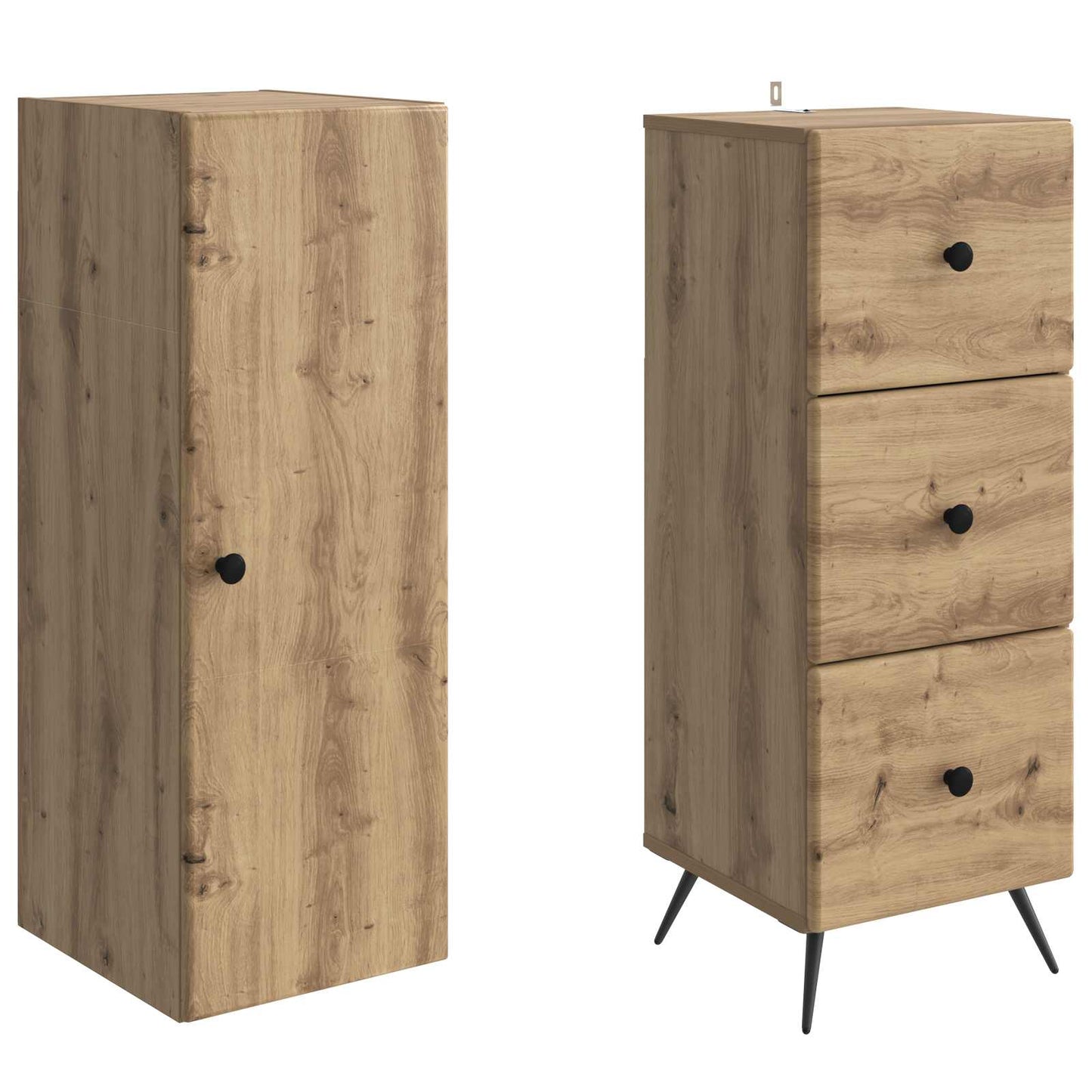 Skapsett 2 stk. 34,5 x 34,5 x 90 cm Konstruert tre Artisan eik
