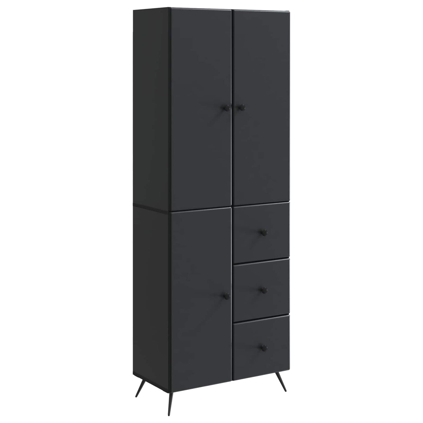 Skapsett 2 pcs Svart Konstruert tre