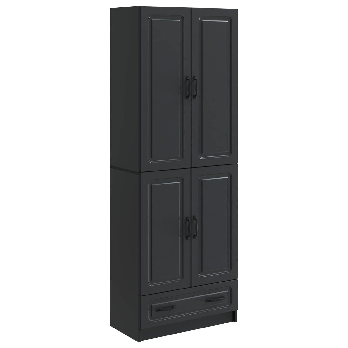Skapsett 2 pcs Svart Konstruert tre