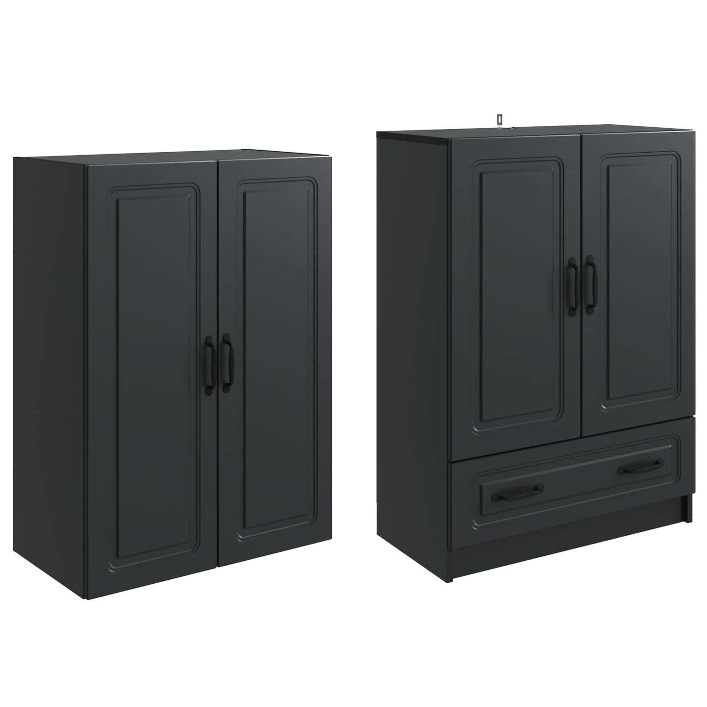 Skapsett 2 pcs Svart Konstruert tre