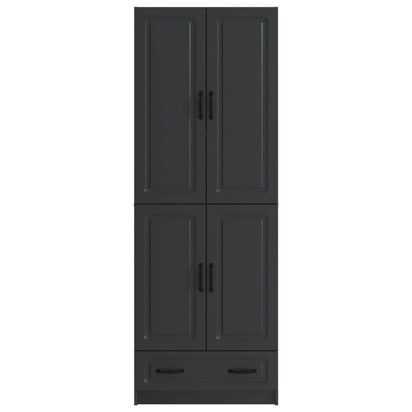 Skapsett 2 pcs Svart Konstruert tre