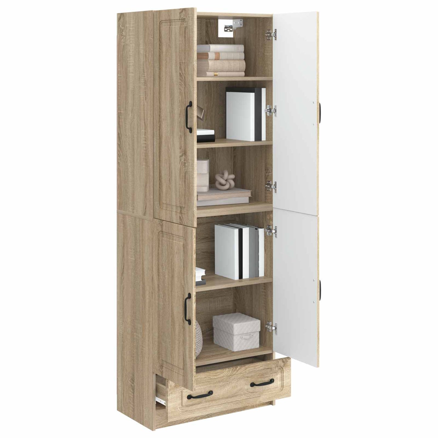 Skapsett 2 pcs Sonoma eik Konstruert tre