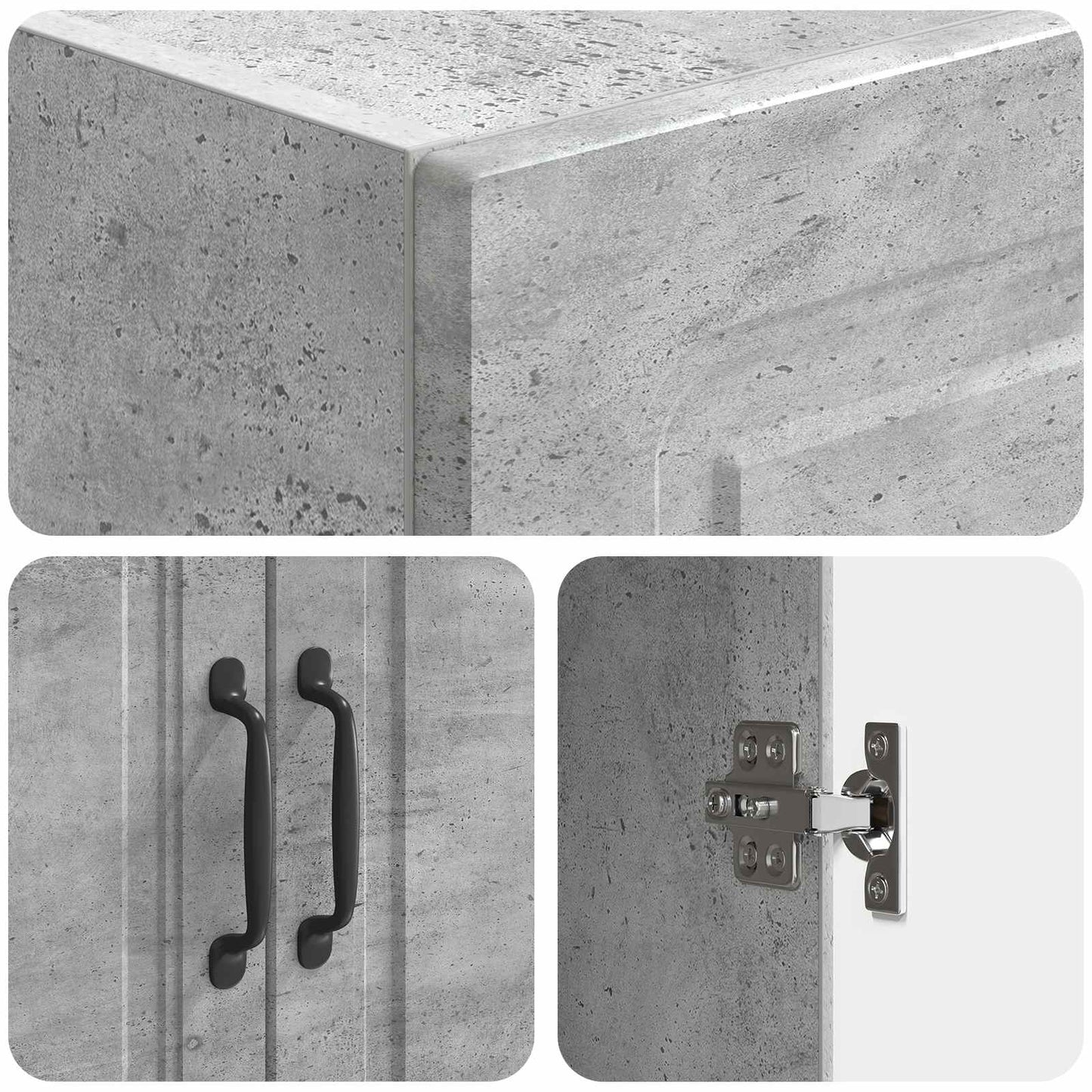 Skapsett 2 pcs Betonggrå Konstruert tre