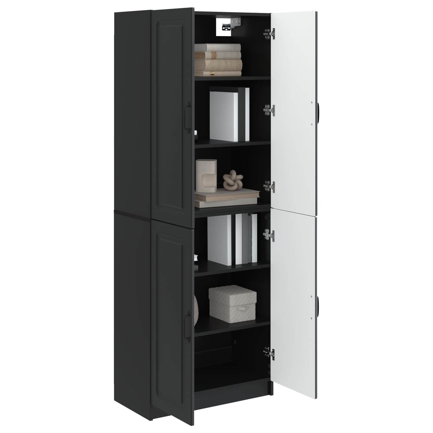 Skapsett 2 pcs Svart Konstruert tre