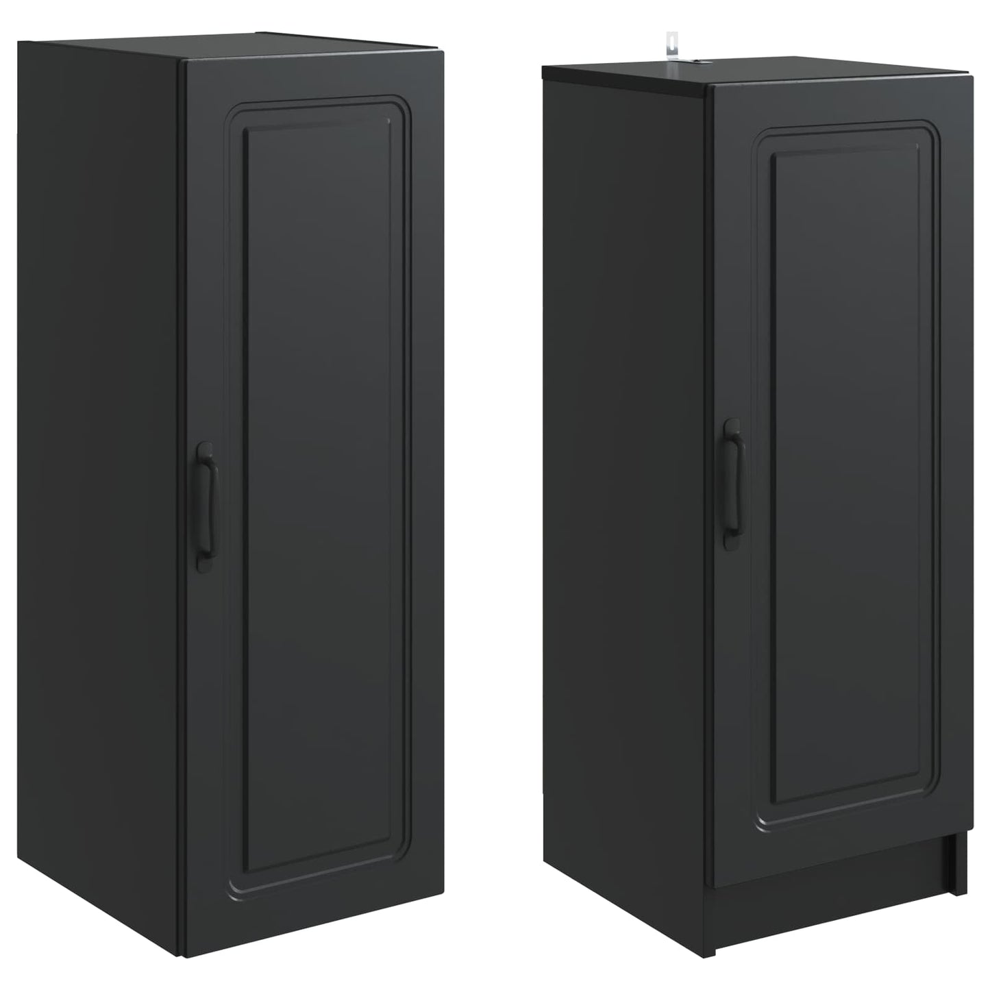 Skapsett 2 pcs Svart Konstruert tre