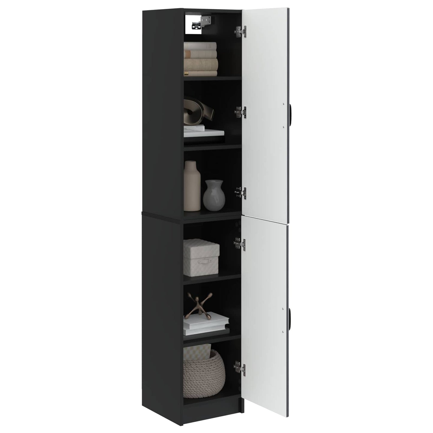 Skapsett 2 pcs Svart Konstruert tre