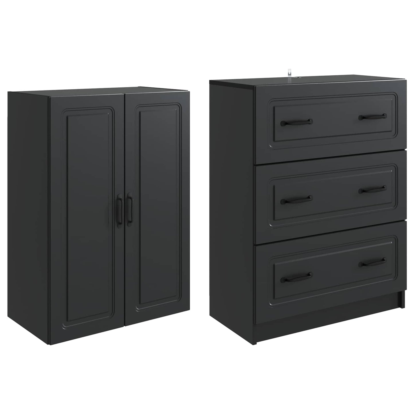 Skapsett 2 pcs Svart 66 x 34,5 x 87 cm Konstruert tre