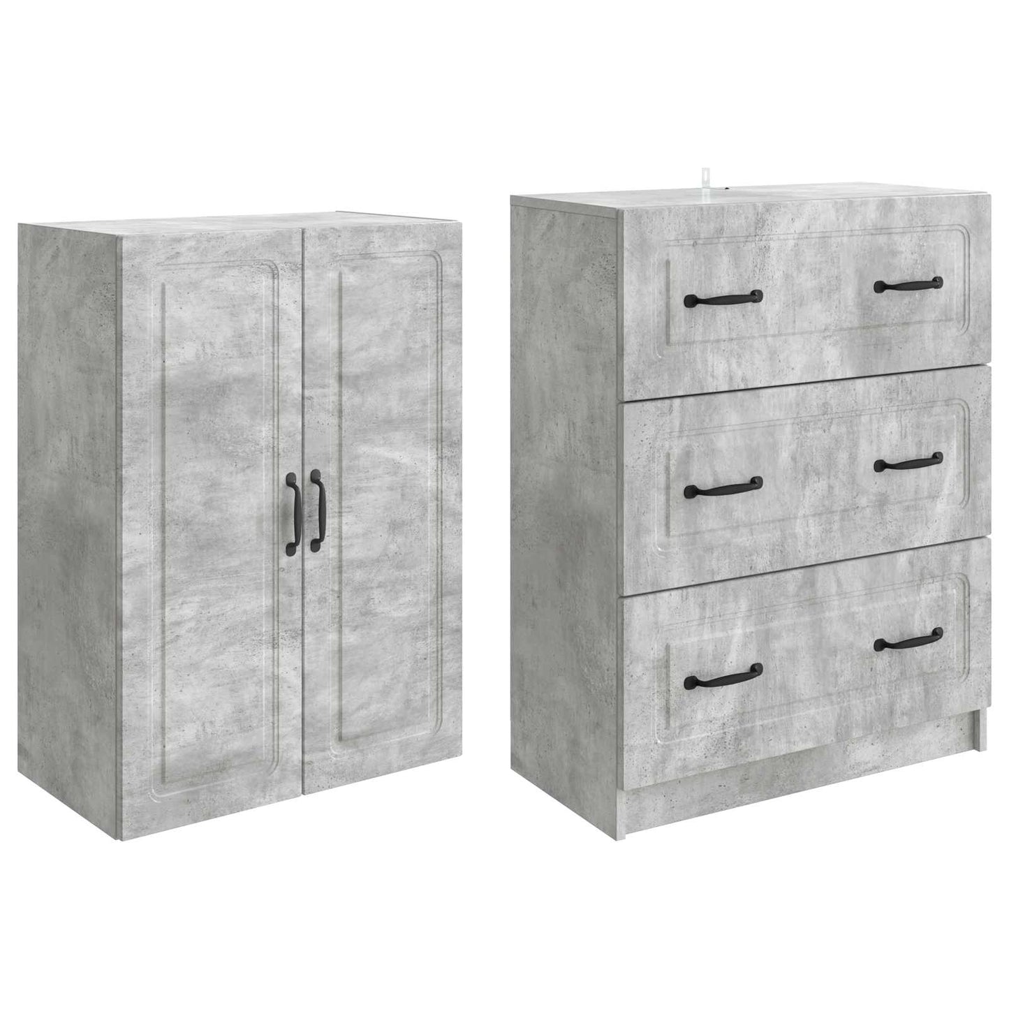 Skapsett 2 pcs Betonggrå 66 x 34,5 x 87 cm Konstruert tre