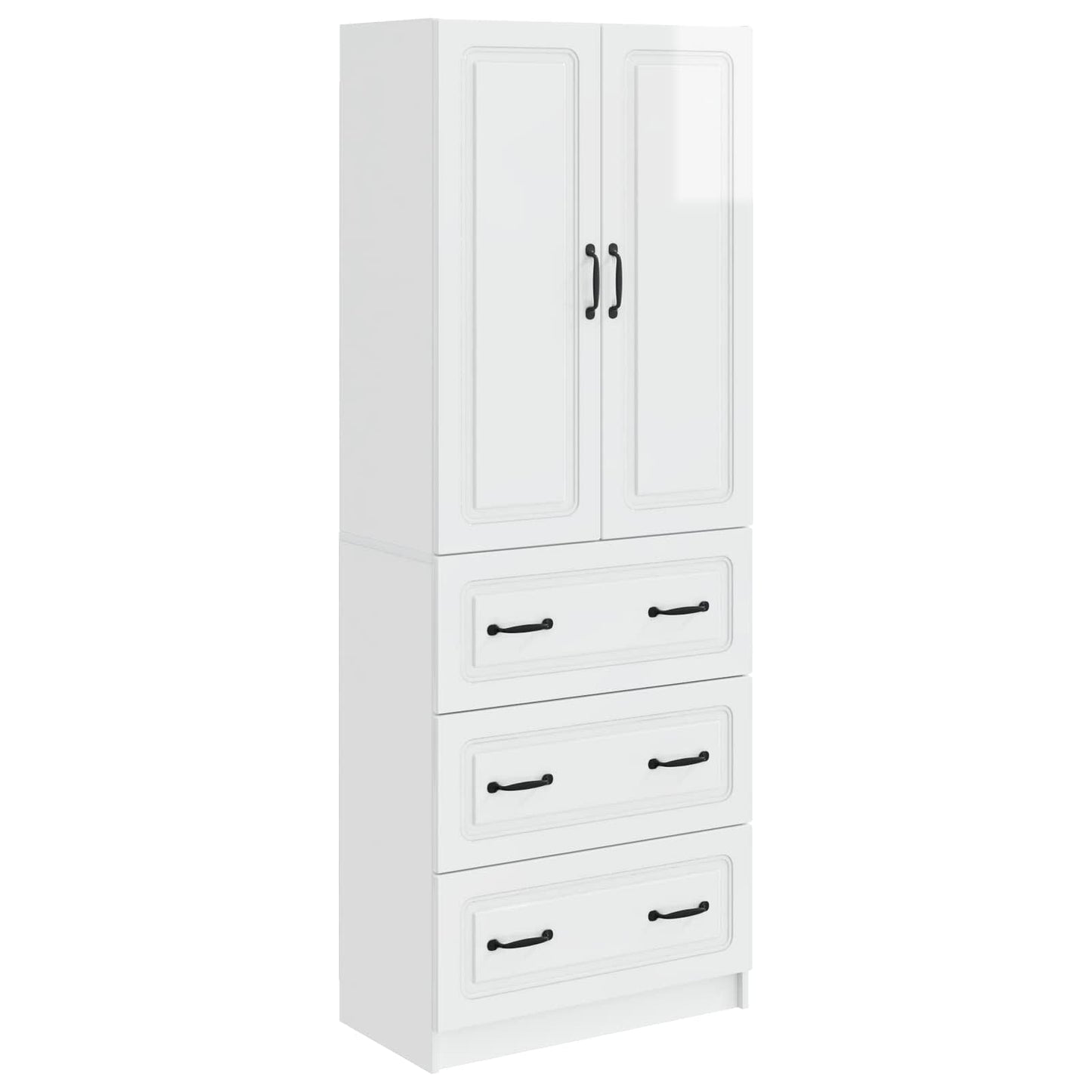 Skapsett 2 pcs Høgglans hvit 66 x 34,5 x 87 cm Konstruert tre