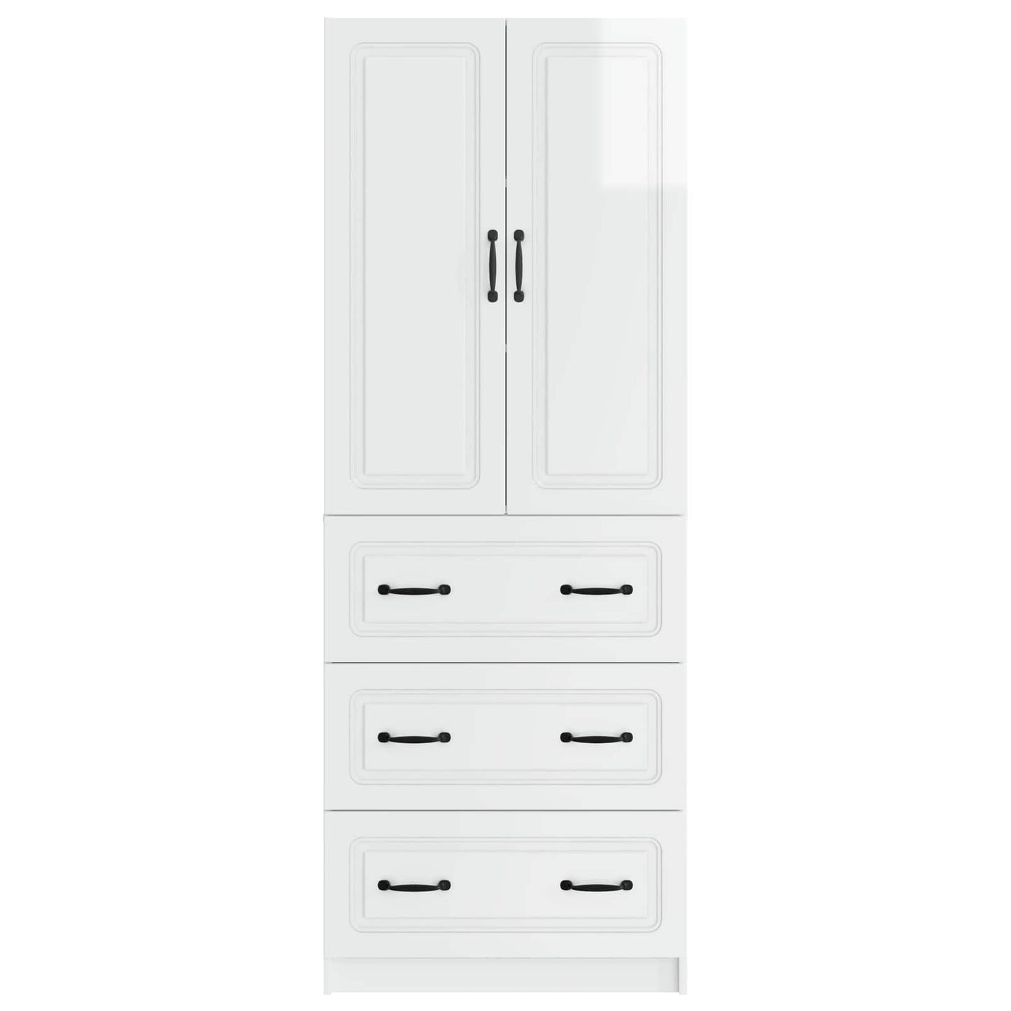 Skapsett 2 pcs Høgglans hvit 66 x 34,5 x 87 cm Konstruert tre
