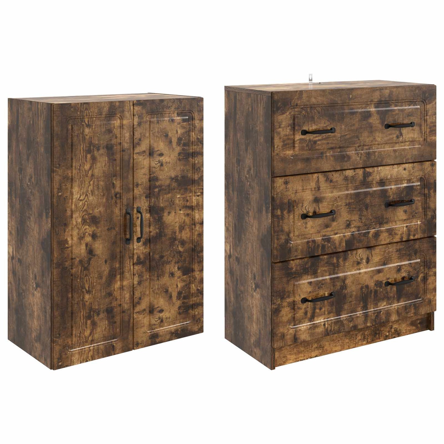 Skapsett 2 pcs Røkt Eik 66 x 34,5 x 87 cm Konstruert tre