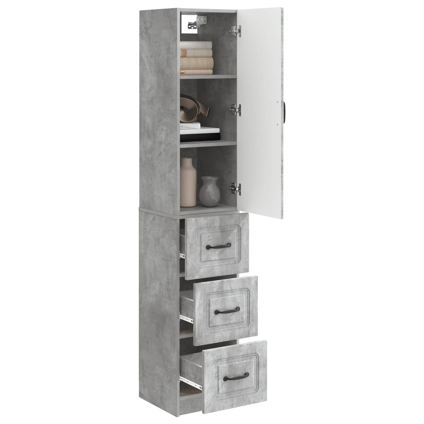 Skapsett 2 pcs Betonggrå 33 x 34,5 x 87 cm Konstruert tre