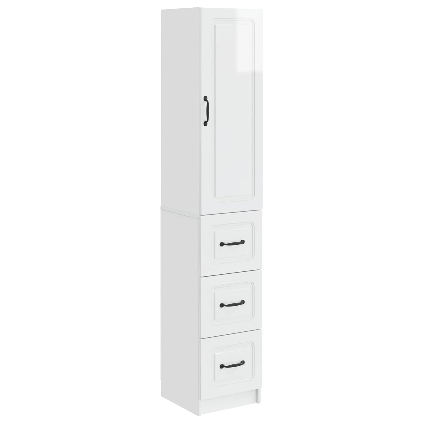 Skapsett 2 pcs Høgglans hvit 33 x 34,5 x 87 cm Konstruert tre